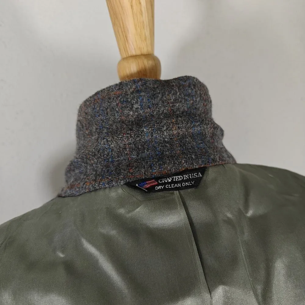 Vtg Hardwick‎ Men's Tweed Sport Coat Blazer Two Button Blue Plaid Wool about 45R